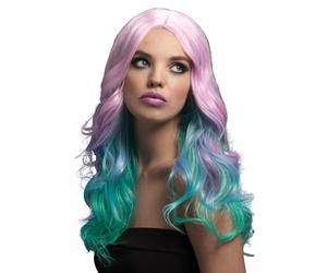 Smiffys Perruque Khloe collection Fever, pastel, coupe longue et ondulée avec raie au milieu, 56cm/22in Halloween