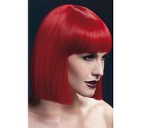 Smiffys Perruque Lola collection Fever, rouge, carré droit avec frange, 30cm / 12in Halloween
