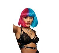 Smiffys Perruque Manic Panic® Blue Valentine™ Glam Doll™, Bob avec frange, coiffure à chaud Halloween, Carnaval