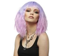 Smiffys Perruque Manic Panic® Fleurs du Mal™ Trash Goddess™, ondulé mi-long avec frange sur le côté, coiffure à chaud