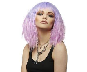 Smiffys Perruque Manic Panic® Fleurs du Mal™ Trash Goddess™, ondulé mi-long avec frange sur le côté, coiffure à chaud Halloween