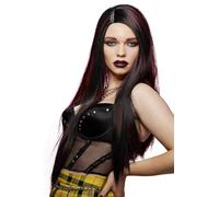Smiffys Perruque Manic Panic® Vampire’s Kiss™ Super Vixen™, cheveux lisses avec frange sur le côté, coiffure à chaud