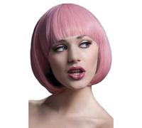 Smiffys Perruque Mia collection Fever, rose pastel, carré court avec frange, 25cm / 10in Halloween
