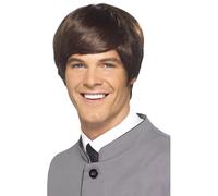 Smiffys Perruque mode homme années 60, brune, cheveux courts Halloween, Carnaval