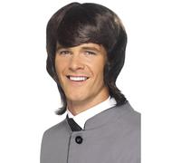 Smiffys Perruque mode homme années 60, brune Halloween, Carnaval