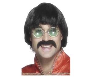 Smiffys Perruque & moustache Mersey des années 70, noires, coupe courte Halloween