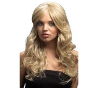 Smiffys Perruque Nicole collection Fever blond fonce, légèrement ondulé avec raie sur le côté, 66cm/26in