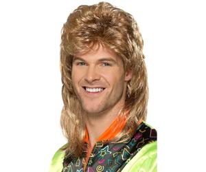 Smiffys Perruque nuque longue, brune, avec balayage blond Halloween