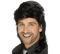 Smiffys Perruque nuque longue, noire Halloween