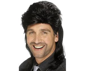 Smiffys Perruque nuque longue, noire Halloween
