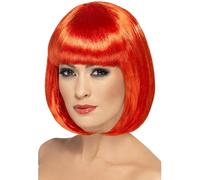 Smiffys Perruque Partyrama, 12 pouces, rouge, bob court avec frange Halloween