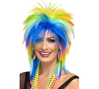 Smiffys Perruque punk arc-en-ciel des années 80, multicolore Halloween