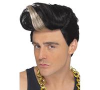 Smiffys Perruque rappeur des années 90, noire, perruque banane avec mèches Halloween