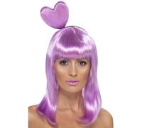 Smiffys Perruque reine des bonbons, lila, avec serre-tête à cœur Halloween