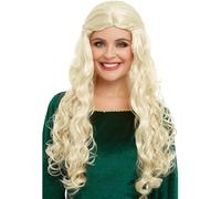 Smiffys Perruque Reine médiévale, Blond, Longue avec des tresses