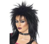 Smiffys - Perruque "Rock Diva" pour homme/femme unie SM2827 (Taille unique) (Noir)
