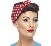 Smiffys Perruque Rosie des années 40, brune, avec foulard