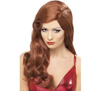 Smiffys Perruque sensation du grand écran, châtain, cheveux longs avec boucles naturelles