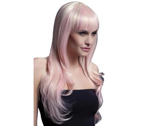 Smiffys Perruque Sienna Collection Fever, Blonde Sucre d'orge, Coupe Longue effilée avec Frange, 66cm / 26in Halloween
