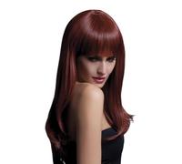 Smiffys Perruque Sienna collection Fever, chƒtain fonce, coupe longue effilée avec frange, 66cm / 26in Halloween