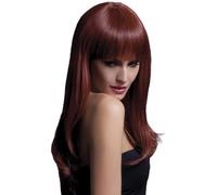 Smiffys Perruque Sienna collection Fever, chƒtain fonce, coupe longue effilée avec frange, 66cm / 26in Halloween