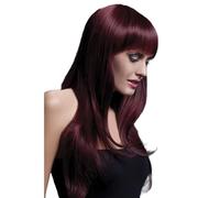 Smiffys Perruque Sienna collection Fever, noir cerise, coupe longue effilée avec frange, 66cm / 26in Halloween