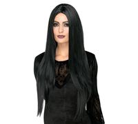 Smiffy's Perruque Longue Femme Résistante à la Chaleur Noir Taille Unique