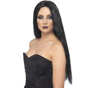Long Droit Noir Perruque Sorcière Femmes Déguisement Accessoire Halloween Neuf