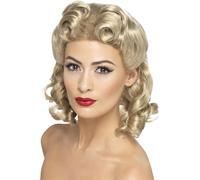 Smiffys Perruque Sweetheart années 40, blonde, avec boucles