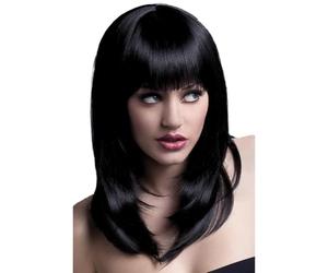 Smiffys Perruque Tanja Collection Fever, Noir, dégradé effilé avec Frange, 48cm / 19in Halloween
