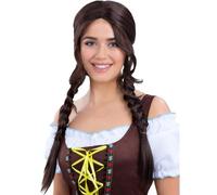 Smiffys Perruque tressée de soubrette bavaroise - Marron - Pour déguisement d'adulte