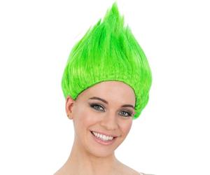 Smiffys Perruque Troll des années 90, vert, déguisement des années 1990