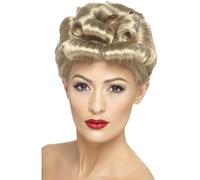 Smiffys Perruque vintage des années 40, blonde, avec boucles Halloween, Carnaval