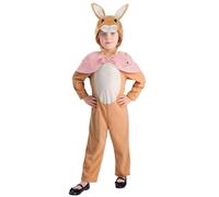 Smiffys Peter Flopsy Costume classique tout-en-un pour enfants avec capuche de personnage et cape rose, déguisement de lapin sous licence officielle pour la journée mondiale du livre, Pâques et les