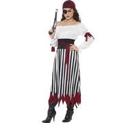 Smiffys Pirate Lady Costume, Black & White (Size M)