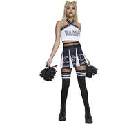 Smiffys Pom-pom girl Fever Vamp, noir et blanc, avec top, jupe, chaussettes et pompons Halloween, Carnaval