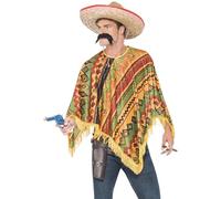 Smiffys Poncho et moustache, Orange