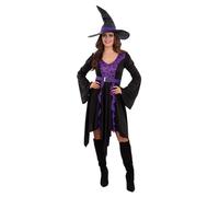 Smiffys Practical Spell Witch Costume with Dress & Hat, Halloween Adult Fancy Dr