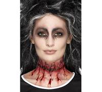 Smiffys Prothèse en latex, cicatrice cousue, Rouge, avec adhésif Halloween, Carnaval