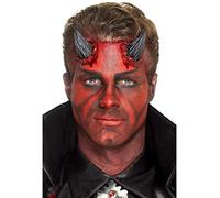 Smiffys Prothèse réaliste en latex, cornes de diable, Noir, avec adhésif Halloween