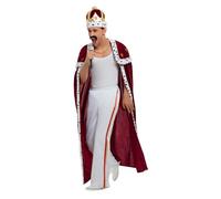 Smiffy's Déguisement Queen Deluxe Royal – robe, pantalon, couronne, moustache – Rouge