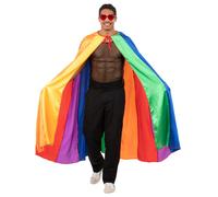 Smiffy's Cape arc-en-ciel colorée – unisexe, légère au toucher satiné, col à nouer – Accessoire LGBTQ