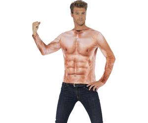Smiffys Realistic Muscle Top, Nude (Size M)