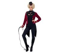 Smiffys Ringmaster Costume de cirque rouge avec veste, col et mini chapeau haut-de-forme pour adulte