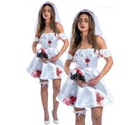 Smiffys Robe De Mariée Zombie Halloween Blanche Costume Fancy Dress 8-18