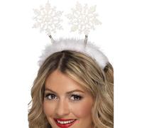 Smiffys Serre-tête flocon de neige, Blanc, sur un bandeau