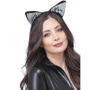 Smiffys Serre-tête oreille de chat noir orné de bijoux Halloween