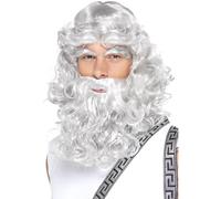 Smiffys Set de Zeus, avec perruque, barbe et sourcils Halloween