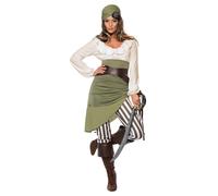 Smiffy's Déguisement pirate féminin Sd L – haut, jupe, collant, bandana, ceinture – Noir