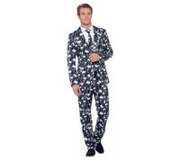 Smiffys Skeleton Suit, Black & White (Size L)